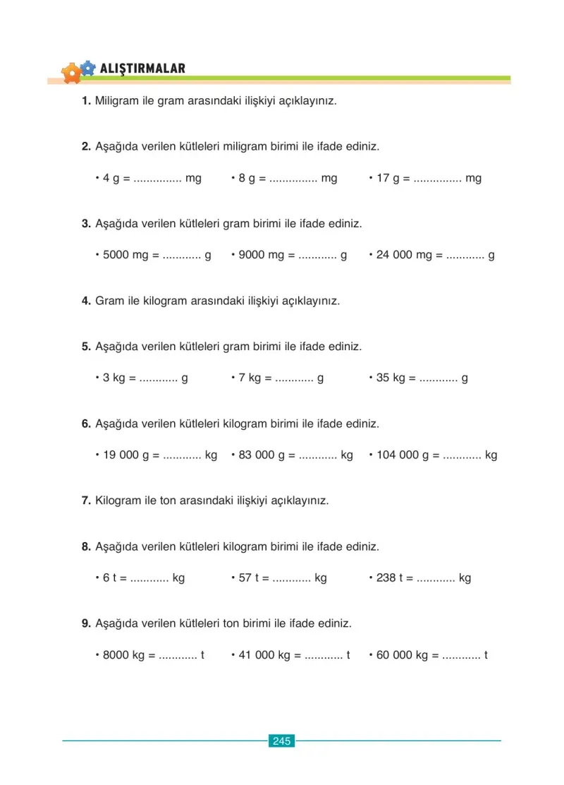 4. Sınıf Matematik Ders Kitabı Cevapları Ada Yayınları Sayfa 245