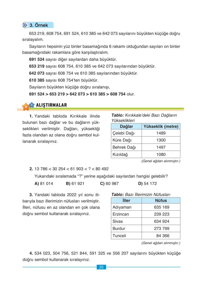 4. Sınıf Matematik Ders Kitabı Cevapları Ada Yayınları Sayfa 25
