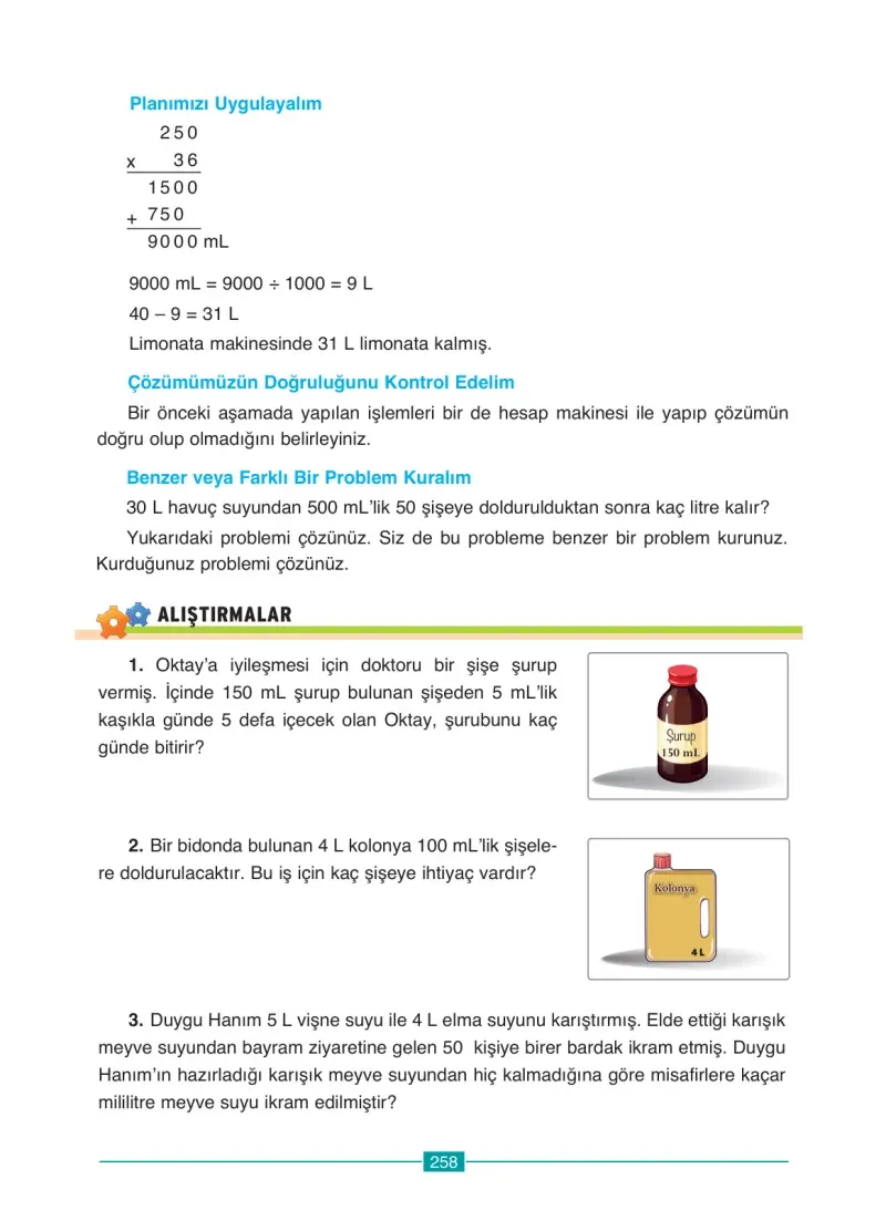 4. Sınıf Matematik Ders Kitabı Cevapları Ada Yayınları Sayfa 258