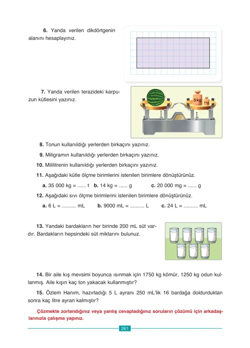 4. Sınıf Matematik Ders Kitabı Cevapları Ada Yayınları Sayfa 261