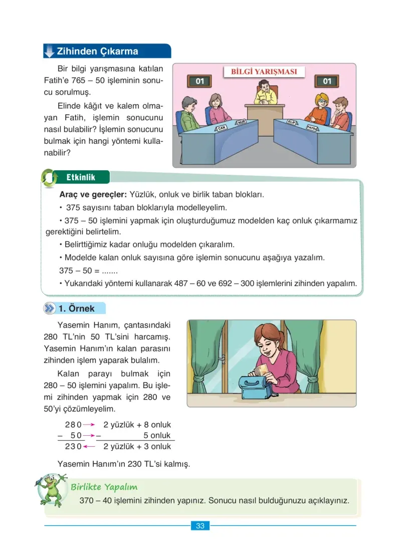 4. Sınıf Matematik Ders Kitabı Cevapları Ada Yayınları Sayfa 33