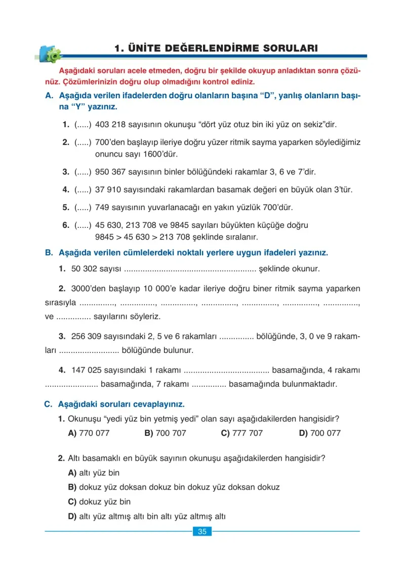 4. Sınıf Matematik Ders Kitabı Cevapları Ada Yayınları Sayfa 35