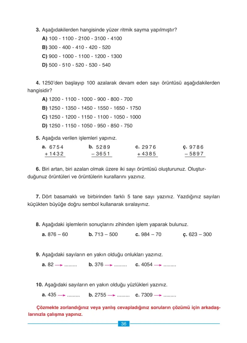 4. Sınıf Matematik Ders Kitabı Cevapları Ada Yayınları Sayfa 36