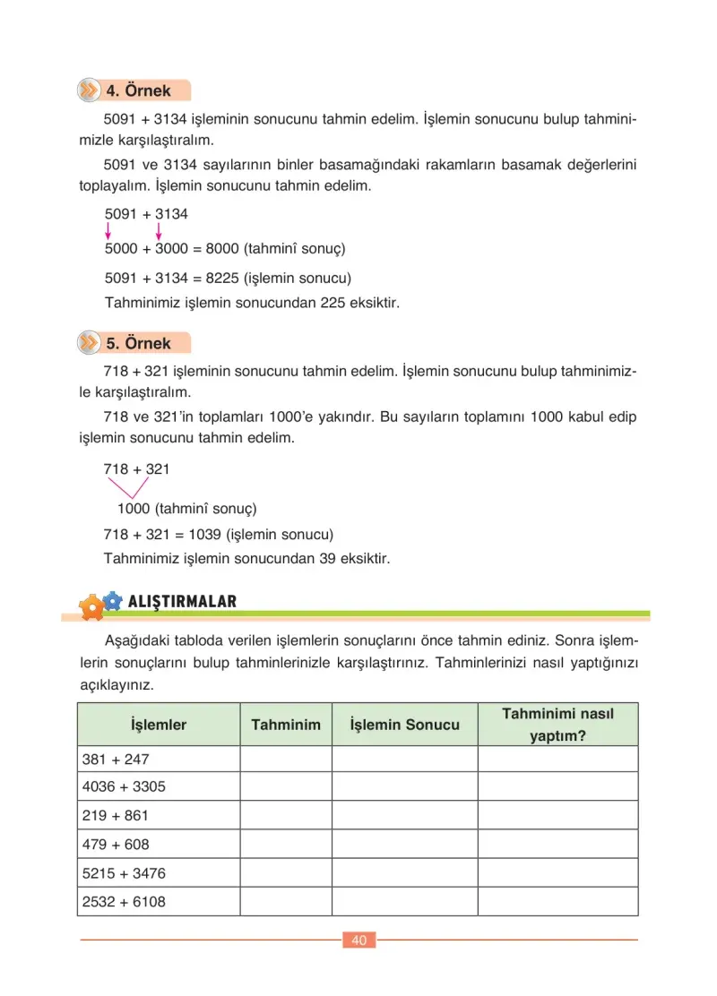 4. Sınıf Matematik Ders Kitabı Cevapları Ada Yayınları Sayfa 40