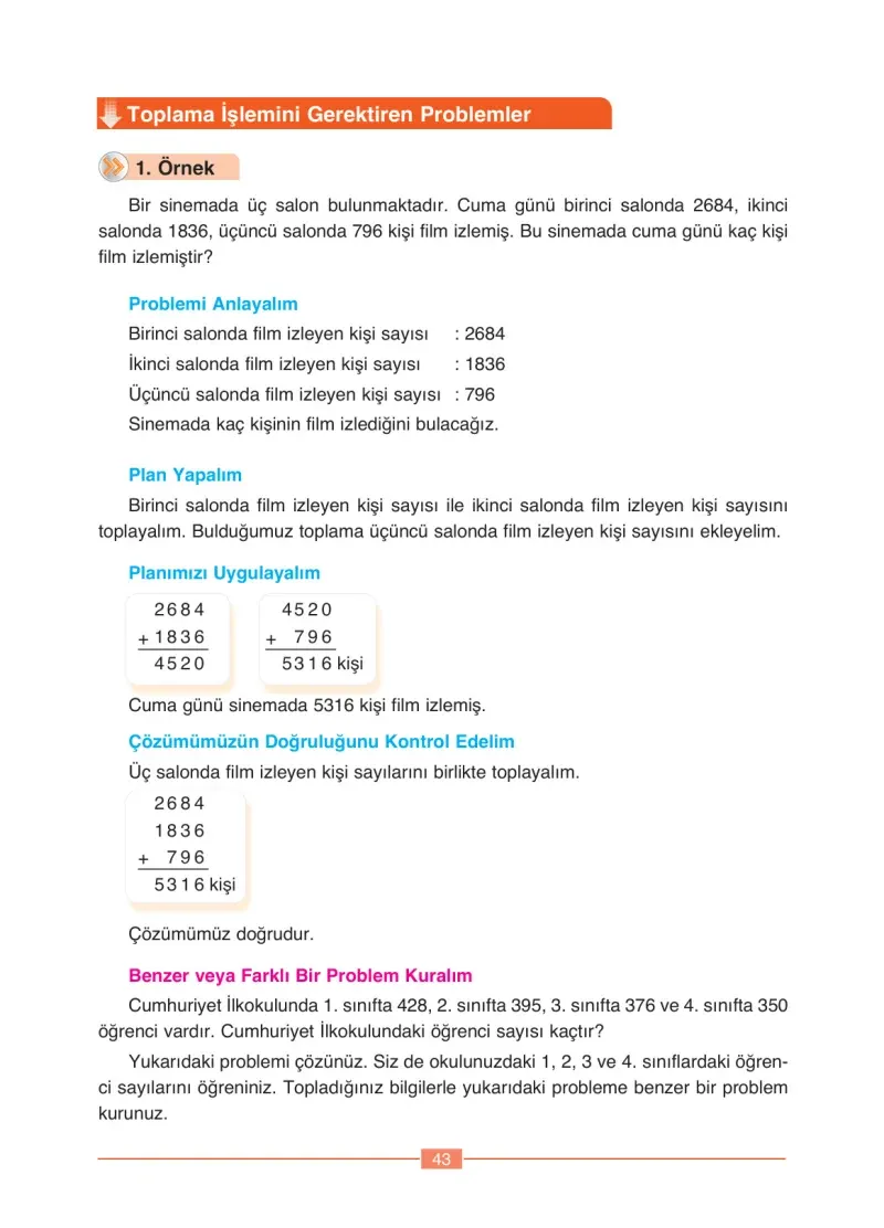 4. Sınıf Matematik Ders Kitabı Cevapları Ada Yayınları Sayfa 43