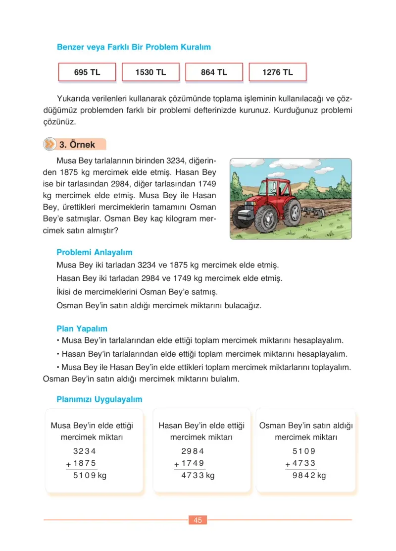 4. Sınıf Matematik Ders Kitabı Cevapları Ada Yayınları Sayfa 45