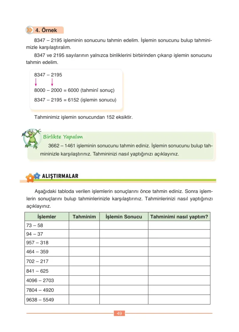 4. Sınıf Matematik Ders Kitabı Cevapları Ada Yayınları Sayfa 49