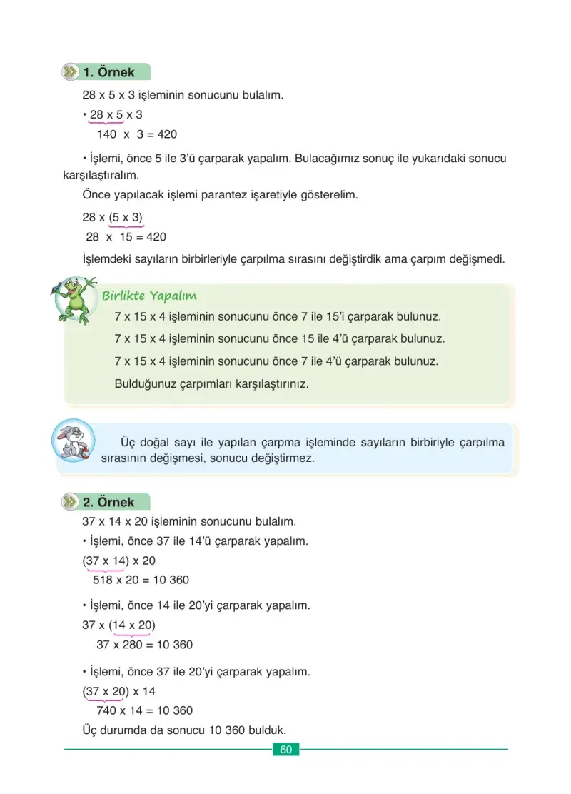 4. Sınıf Matematik Ders Kitabı Cevapları Ada Yayınları Sayfa 60