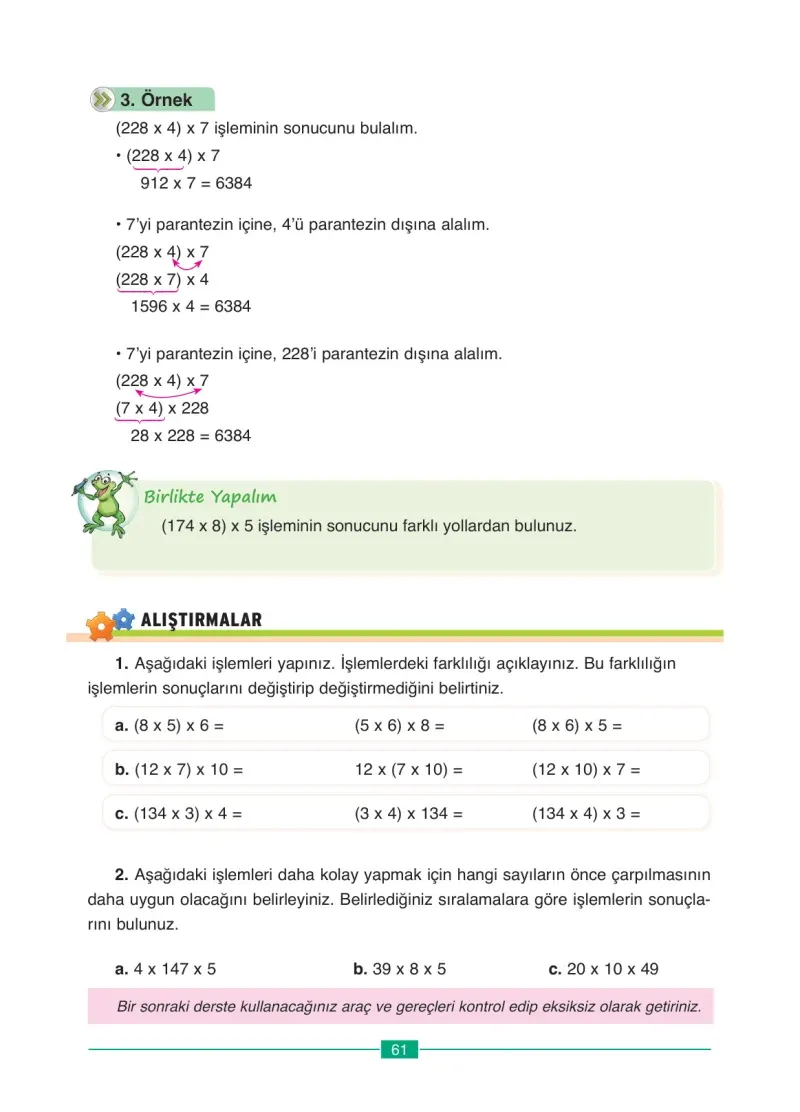4. Sınıf Matematik Ders Kitabı Cevapları Ada Yayınları Sayfa 61