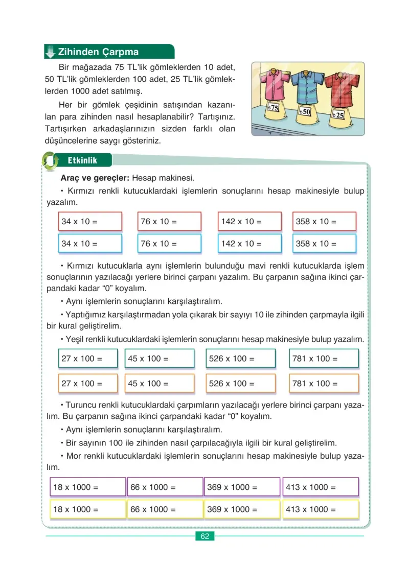 4. Sınıf Matematik Ders Kitabı Cevapları Ada Yayınları Sayfa 62