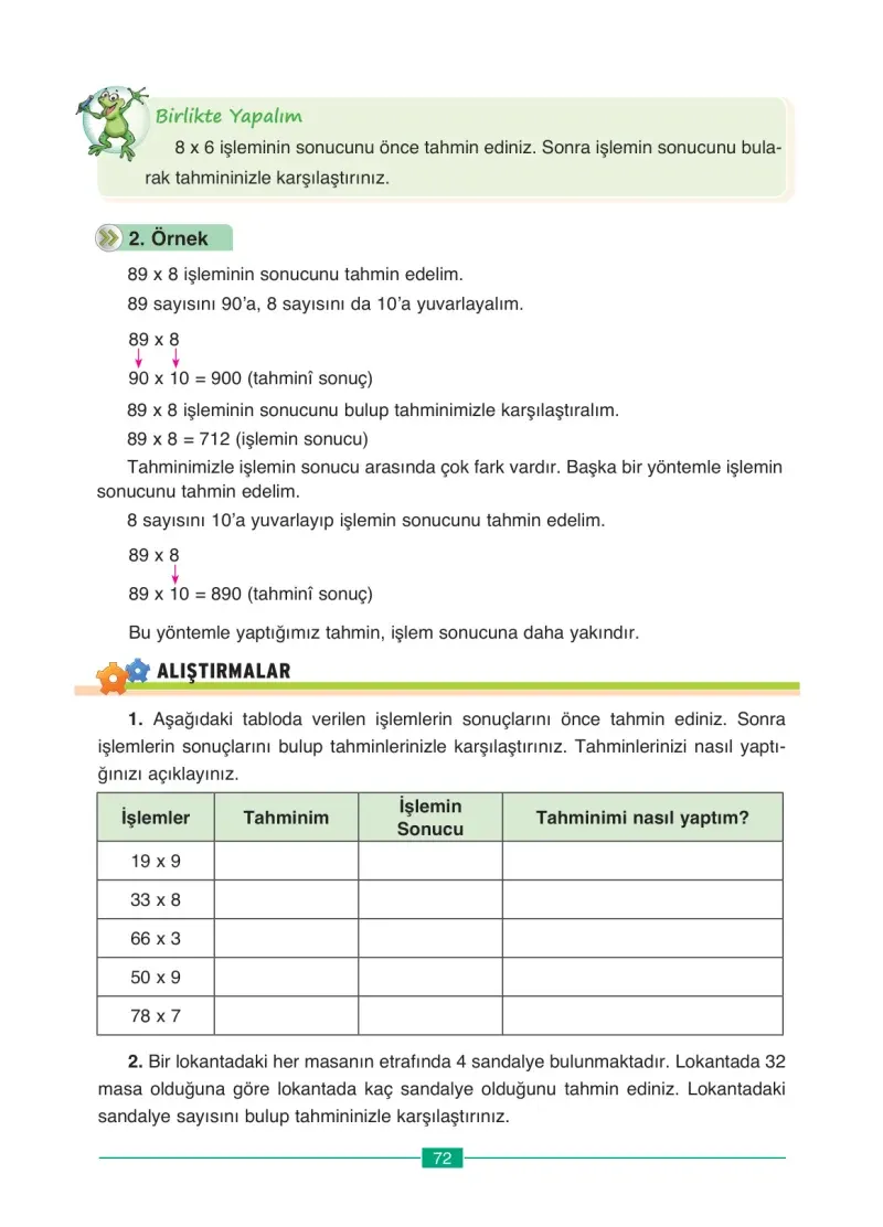 4. Sınıf Matematik Ders Kitabı Cevapları Ada Yayınları Sayfa 72