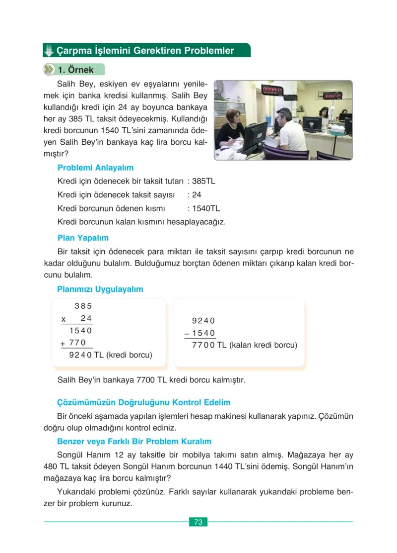 4. Sınıf Matematik Ders Kitabı Cevapları Ada Yayınları Sayfa 73