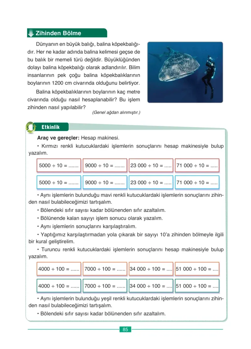 4. Sınıf Matematik Ders Kitabı Cevapları Ada Yayınları Sayfa 85