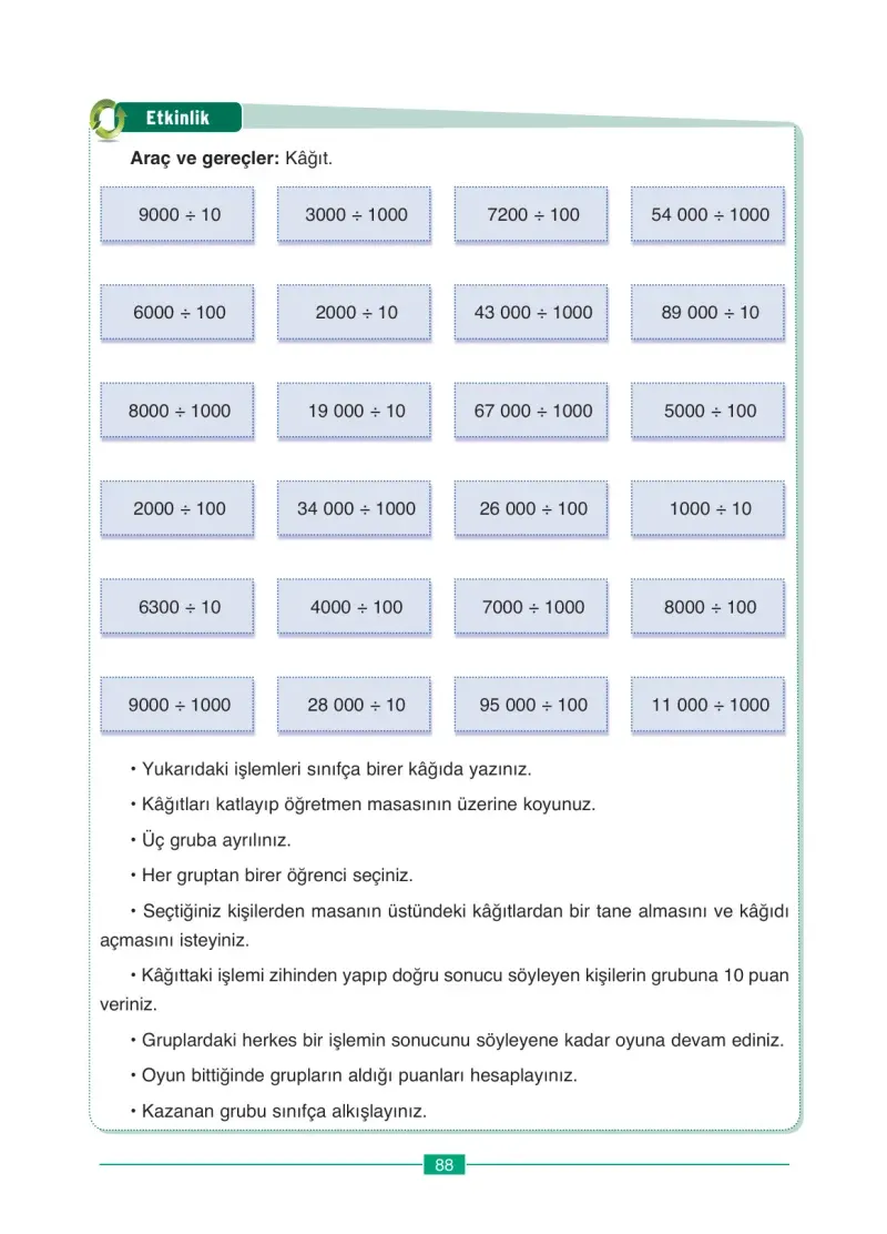 4. Sınıf Matematik Ders Kitabı Cevapları Ada Yayınları Sayfa 88