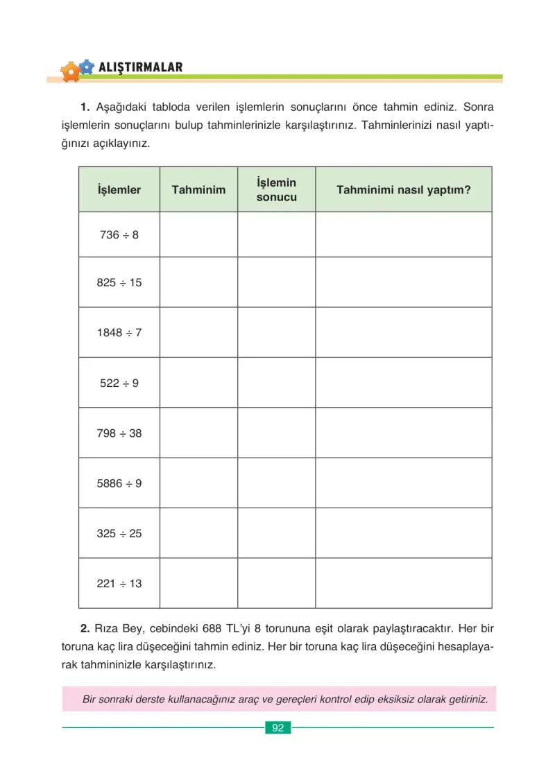 4. Sınıf Matematik Ders Kitabı Cevapları Ada Yayınları Sayfa 92