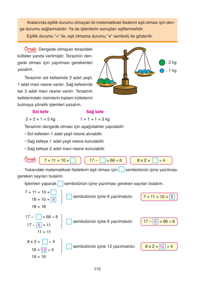 4. Sınıf Matematik Ders Kitabı Cevapları Ata Yayınları Sayfa 115