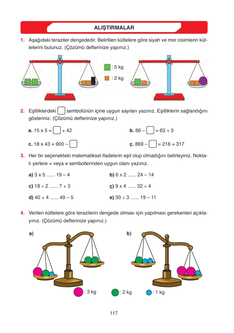 4. Sınıf Matematik Ders Kitabı Cevapları Ata Yayınları Sayfa 117