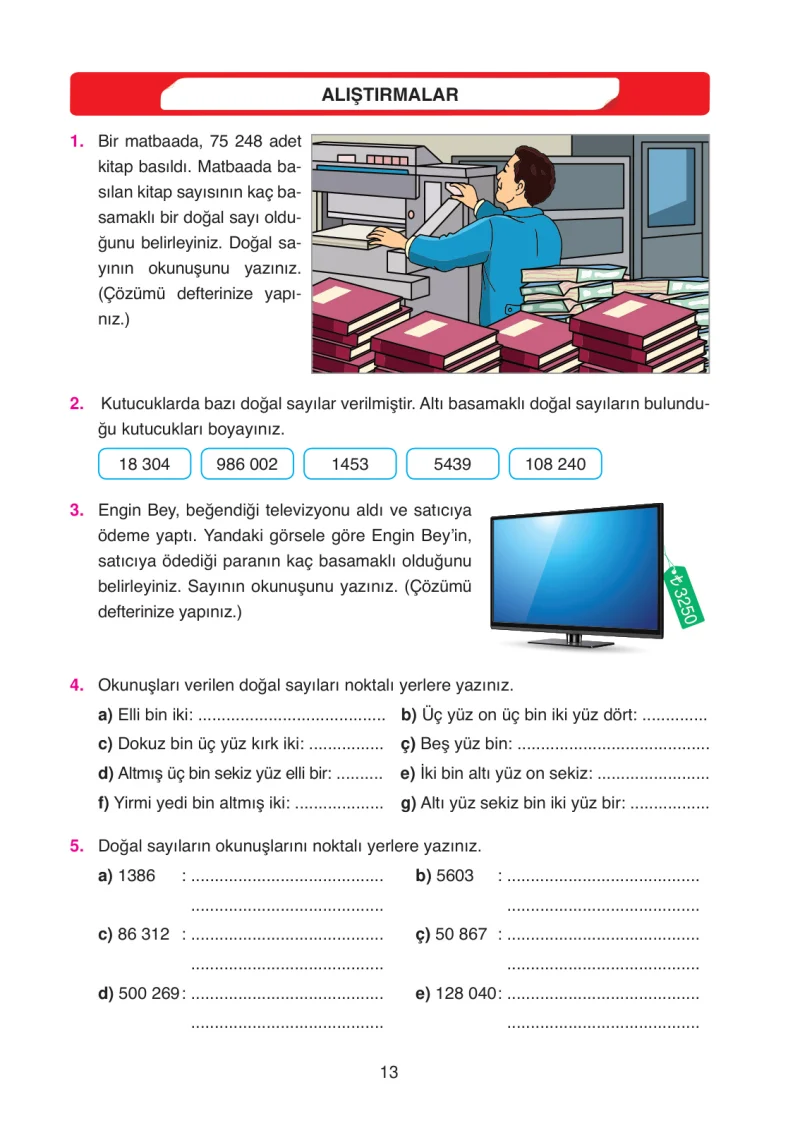 4. Sınıf Matematik Ders Kitabı Cevapları Ata Yayınları Sayfa 13