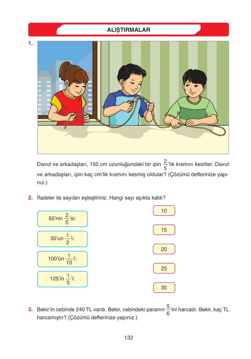 4. Sınıf Matematik Ders Kitabı Cevapları Ata Yayınları Sayfa 132