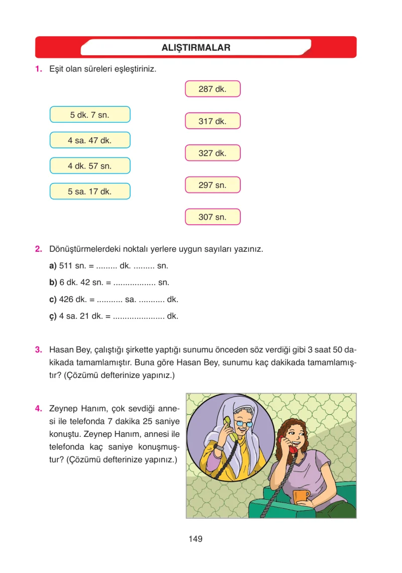 4. Sınıf Matematik Ders Kitabı Cevapları Ata Yayınları Sayfa 149