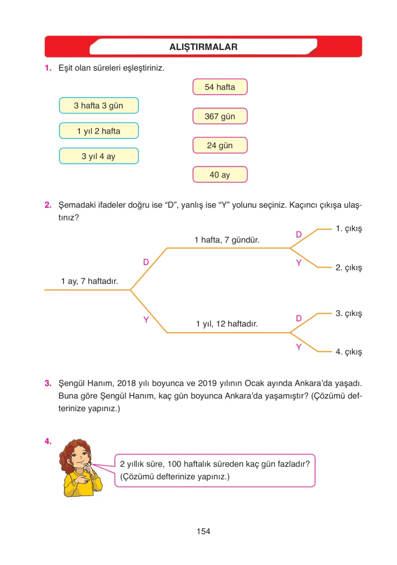 4. Sınıf Matematik Ders Kitabı Cevapları Ata Yayınları Sayfa 154