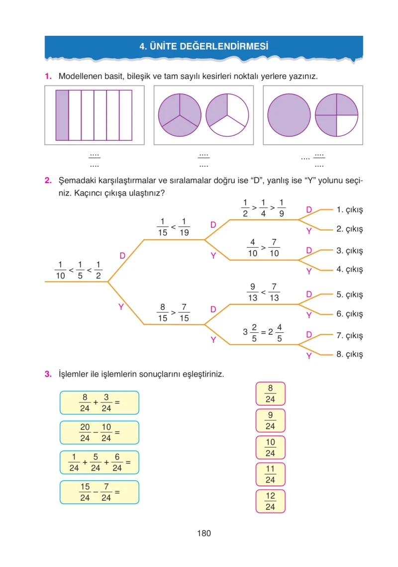 4. Sınıf Matematik Ders Kitabı Cevapları Ata Yayınları Sayfa 180