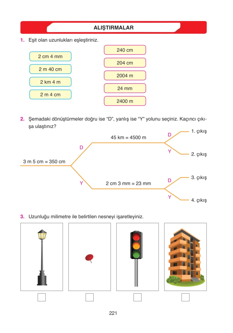 4. Sınıf Matematik Ders Kitabı Cevapları Ata Yayınları Sayfa 221