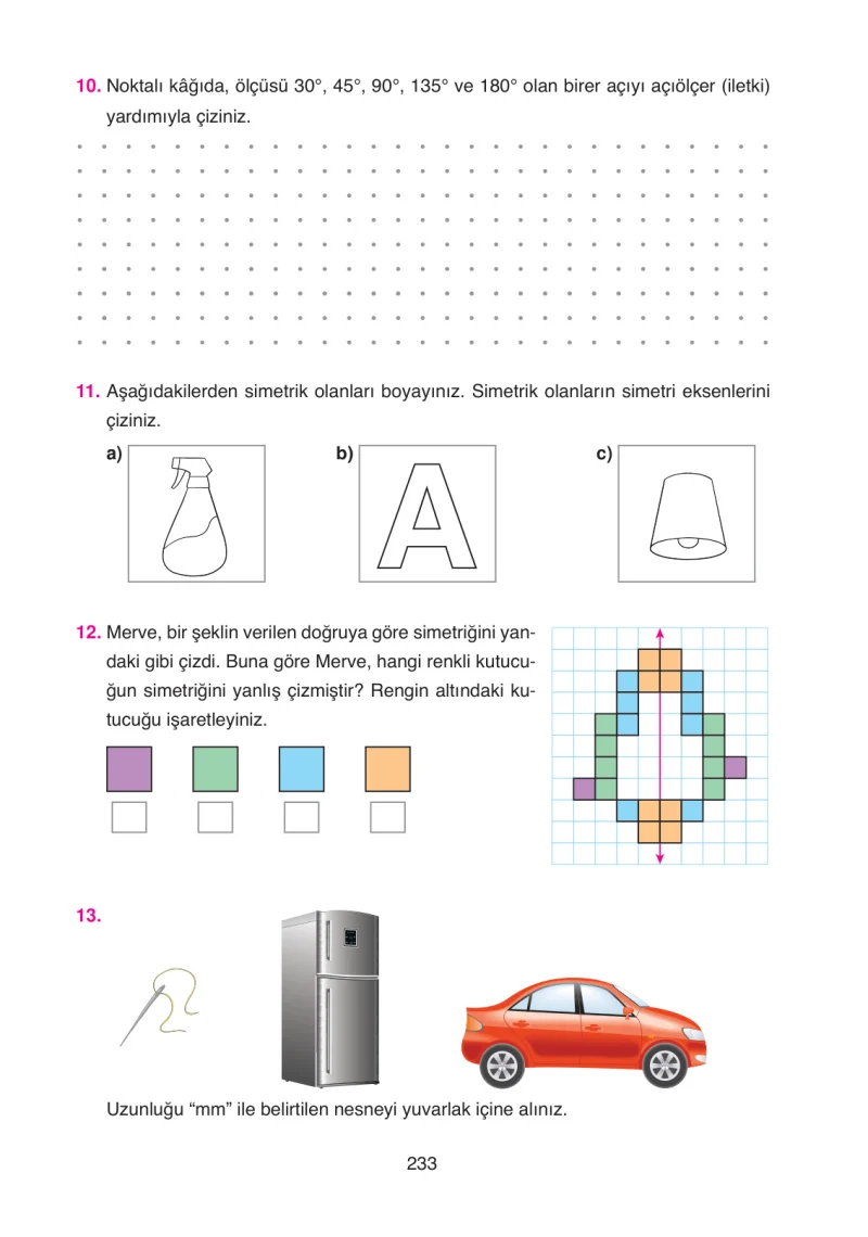 4. Sınıf Matematik Ders Kitabı Cevapları Ata Yayınları Sayfa 233
