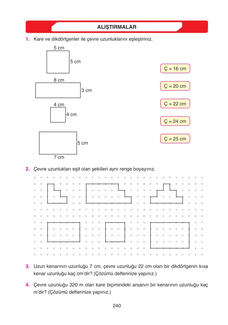 4. Sınıf Matematik Ders Kitabı Cevapları Ata Yayınları Sayfa 240