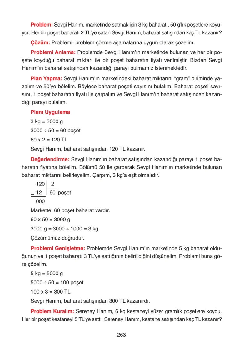 4. Sınıf Matematik Ders Kitabı Cevapları Ata Yayınları Sayfa 263