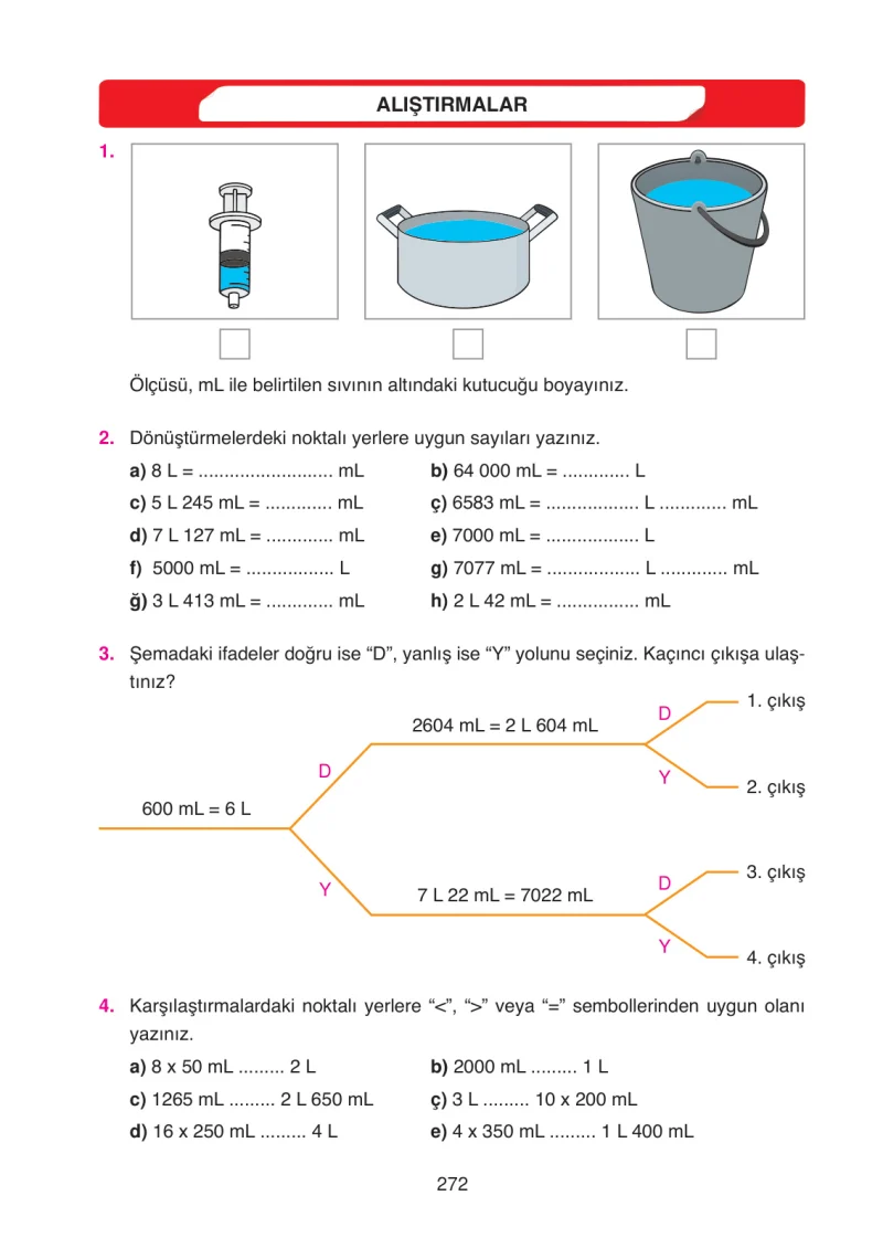 4. Sınıf Matematik Ders Kitabı Cevapları Ata Yayınları Sayfa 272