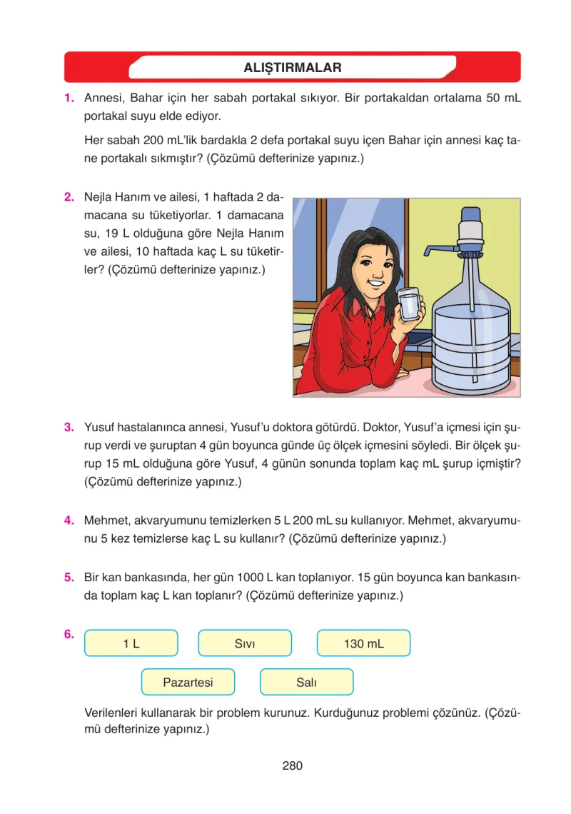 4. Sınıf Matematik Ders Kitabı Cevapları Ata Yayınları Sayfa 280