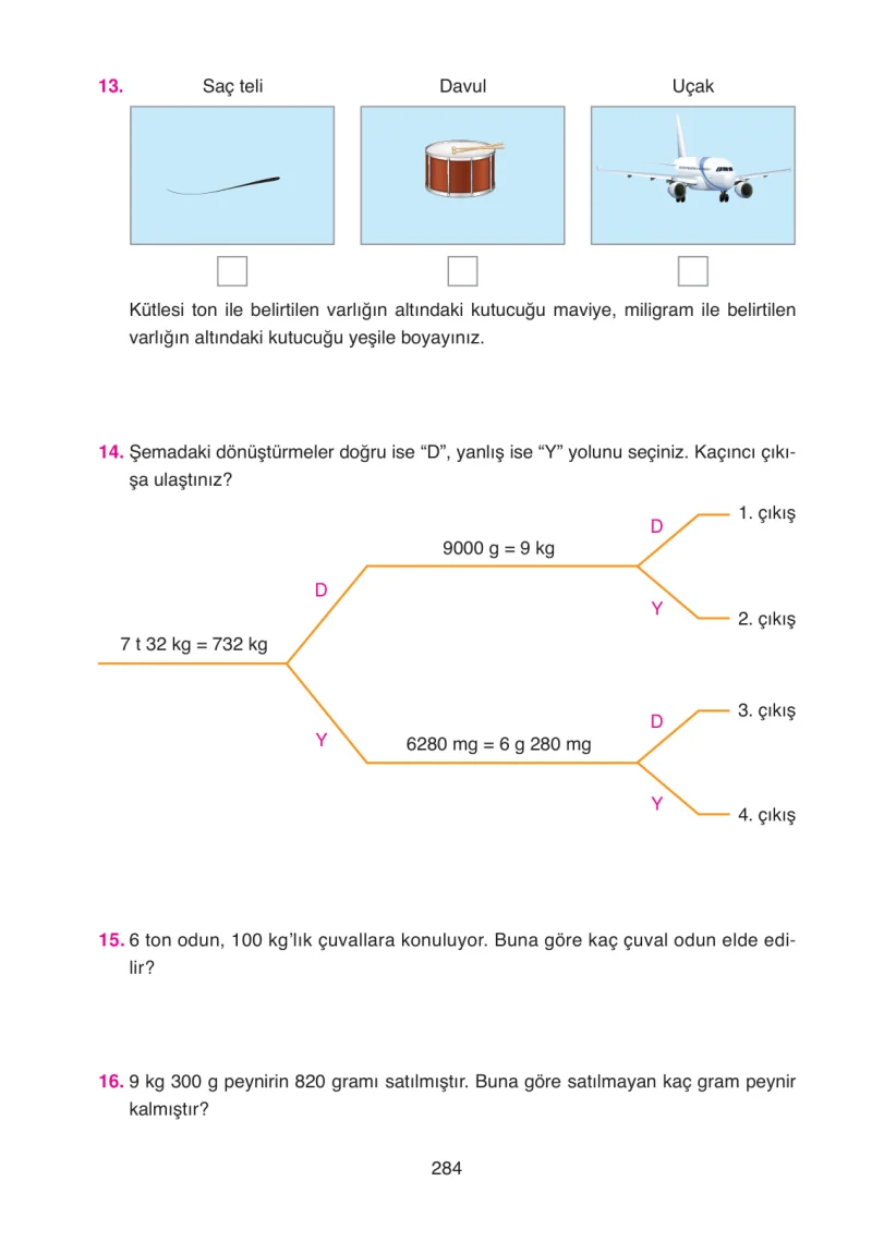 4. Sınıf Matematik Ders Kitabı Cevapları Ata Yayınları Sayfa 284