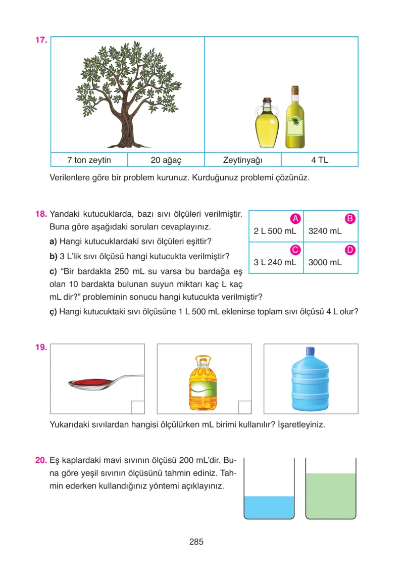 4. Sınıf Matematik Ders Kitabı Cevapları Ata Yayınları Sayfa 285