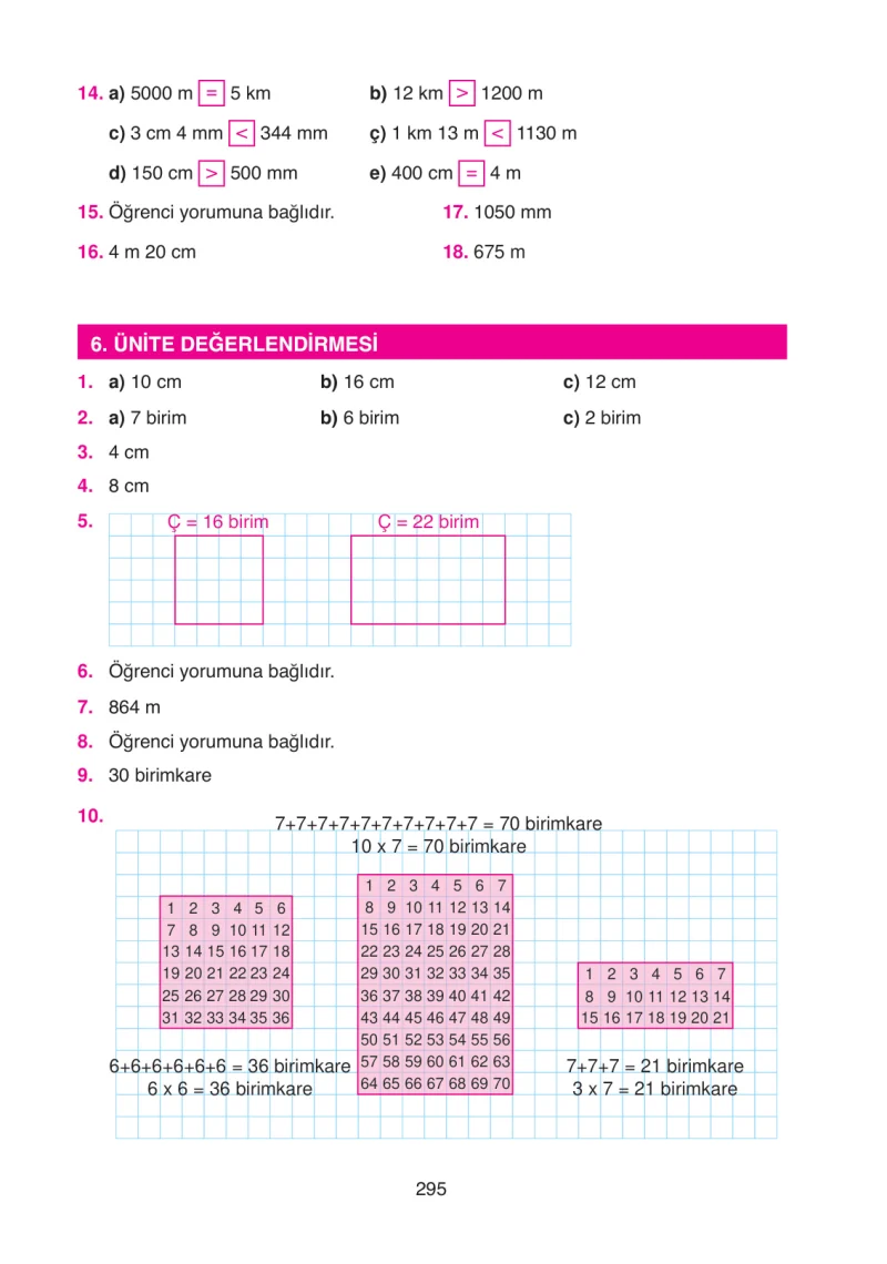 4. Sınıf Matematik Ders Kitabı Cevapları Ata Yayınları Sayfa 295