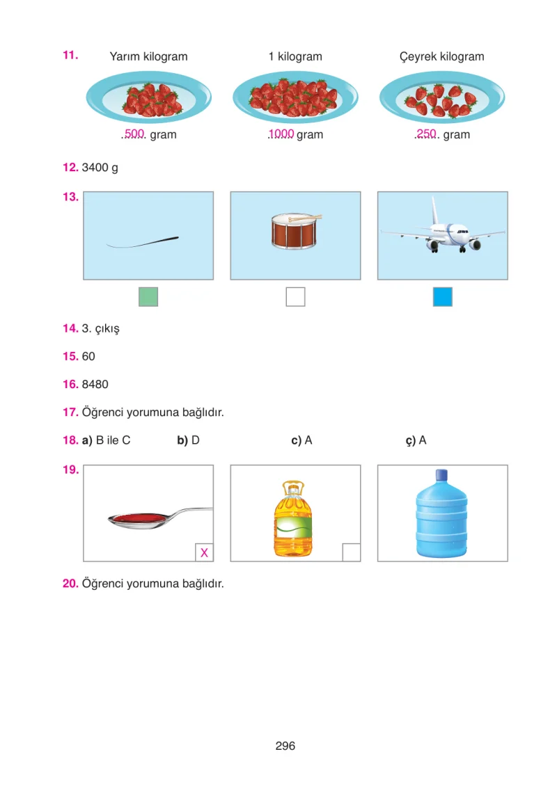 4. Sınıf Matematik Ders Kitabı Cevapları Ata Yayınları Sayfa 296