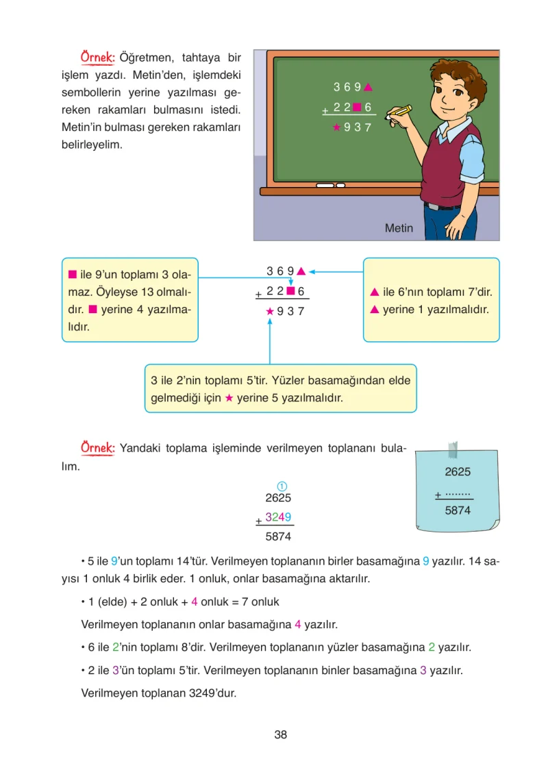 4. Sınıf Matematik Ders Kitabı Cevapları Ata Yayınları Sayfa 38