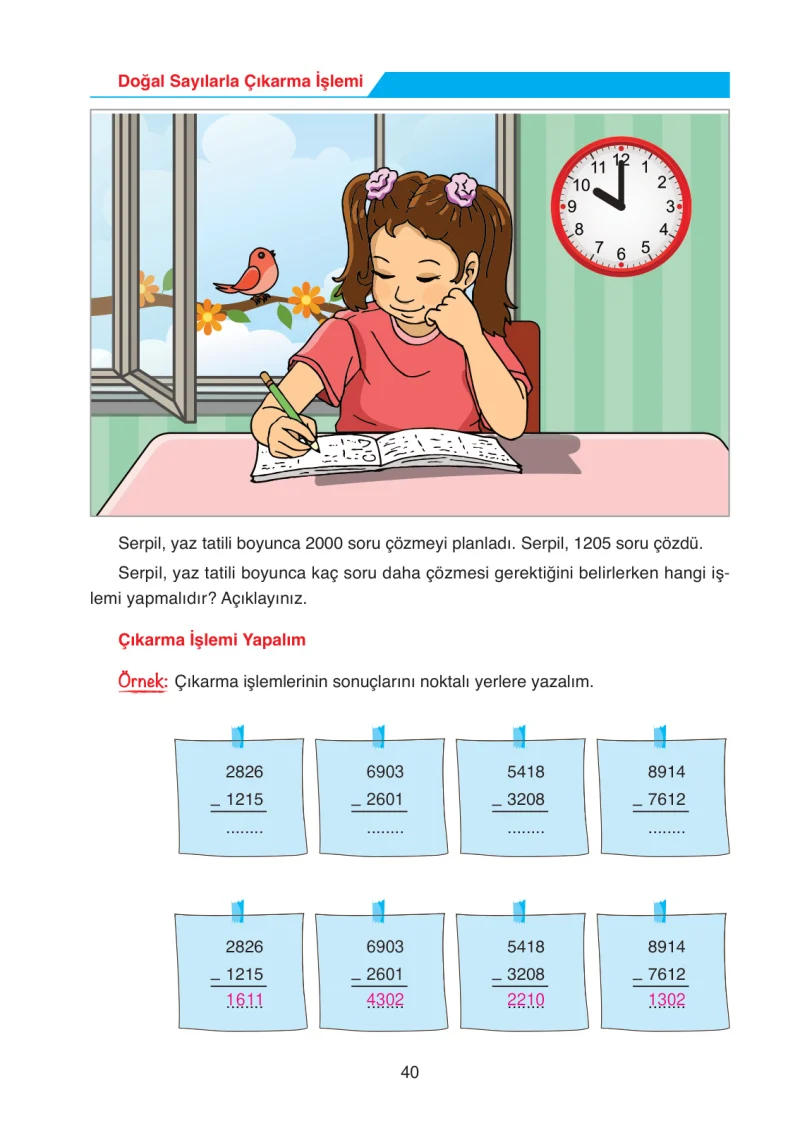4. Sınıf Matematik Ders Kitabı Cevapları Ata Yayınları Sayfa 40