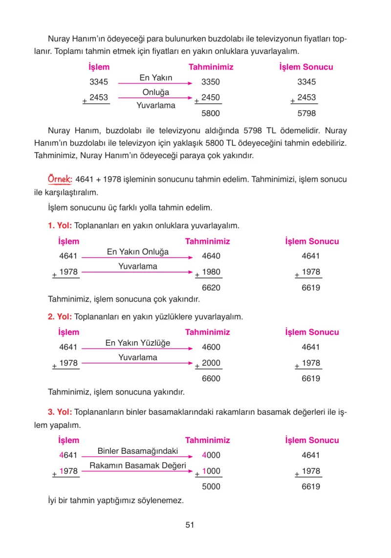 4. Sınıf Matematik Ders Kitabı Cevapları Ata Yayınları Sayfa 51
