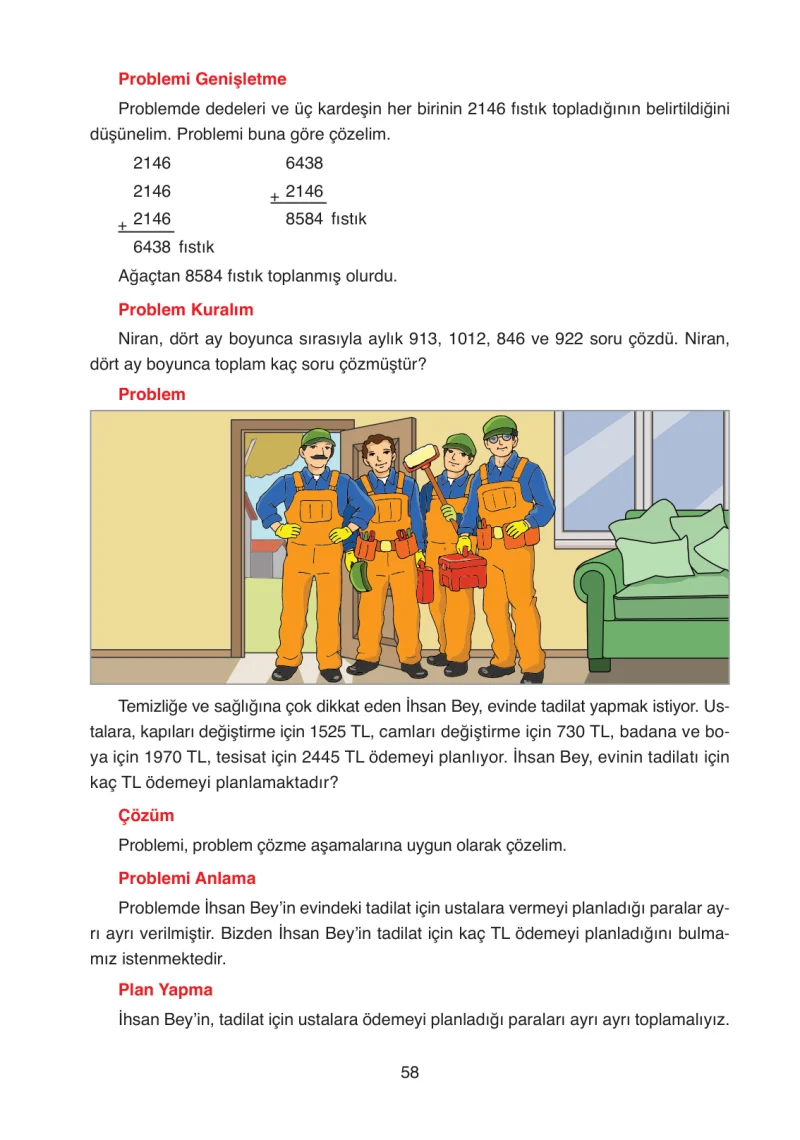 4. Sınıf Matematik Ders Kitabı Cevapları Ata Yayınları Sayfa 58