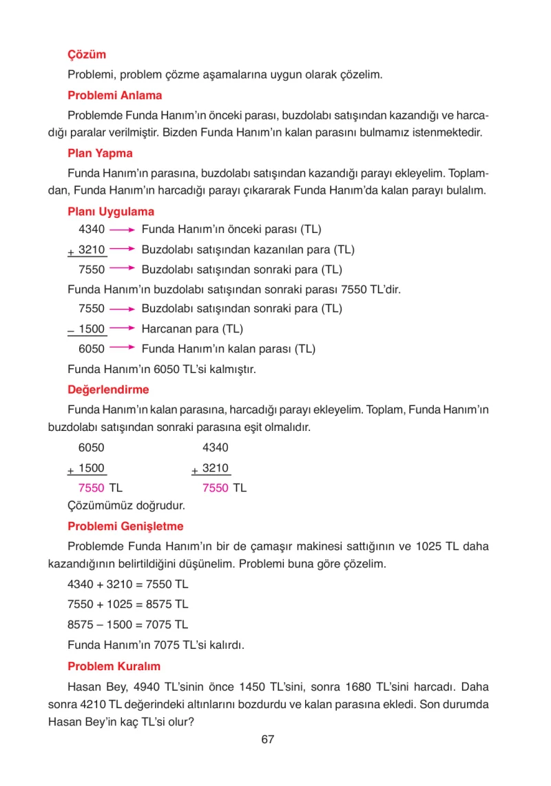 4. Sınıf Matematik Ders Kitabı Cevapları Ata Yayınları Sayfa 67