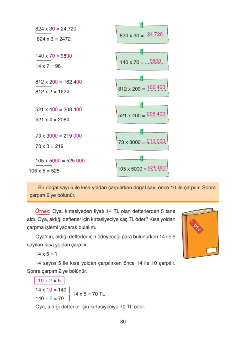 4. Sınıf Matematik Ders Kitabı Cevapları Ata Yayınları Sayfa 80