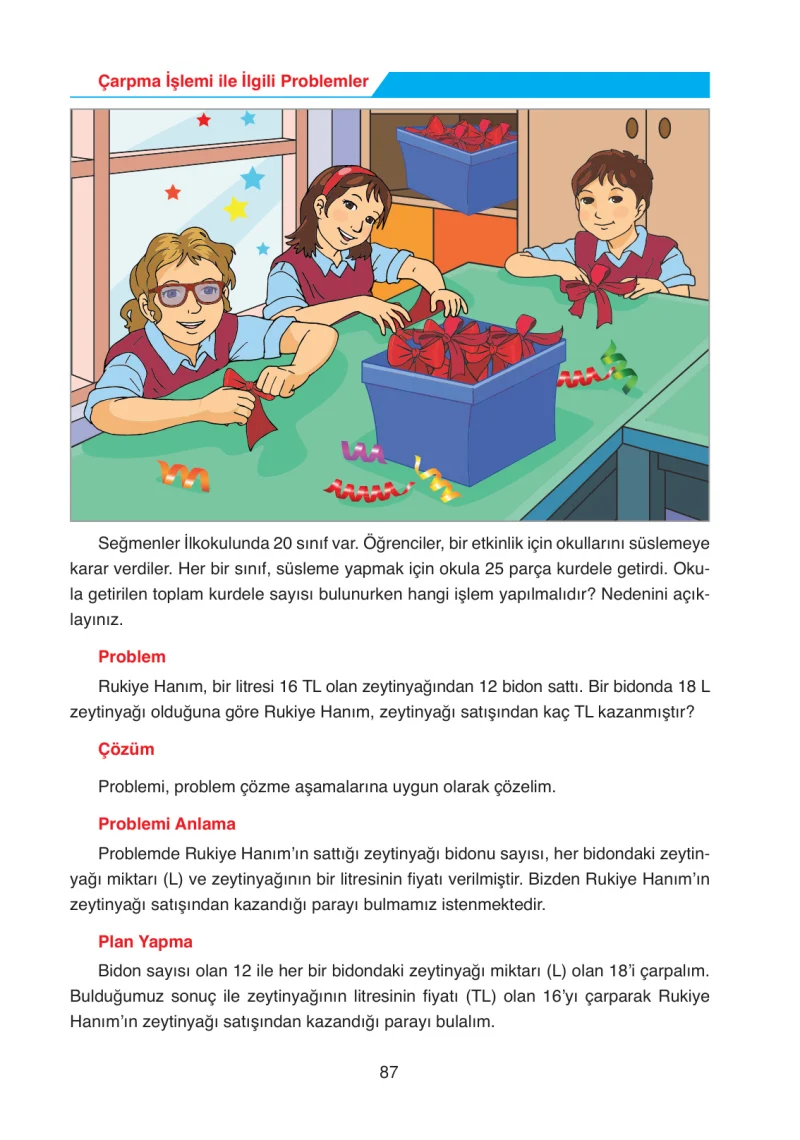 4. Sınıf Matematik Ders Kitabı Cevapları Ata Yayınları Sayfa 87