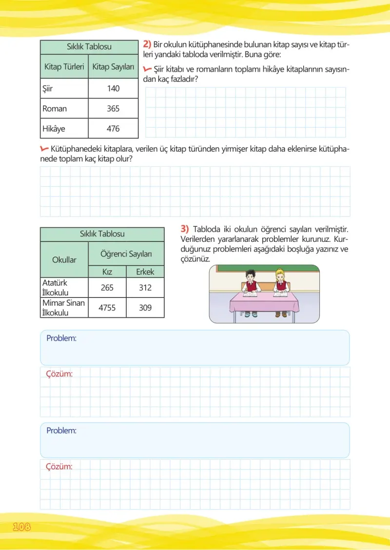 4. Sınıf Matematik Ders Kitabı Cevapları Meb Yayınları Çalışma Kitabı 1 Sayfa 108