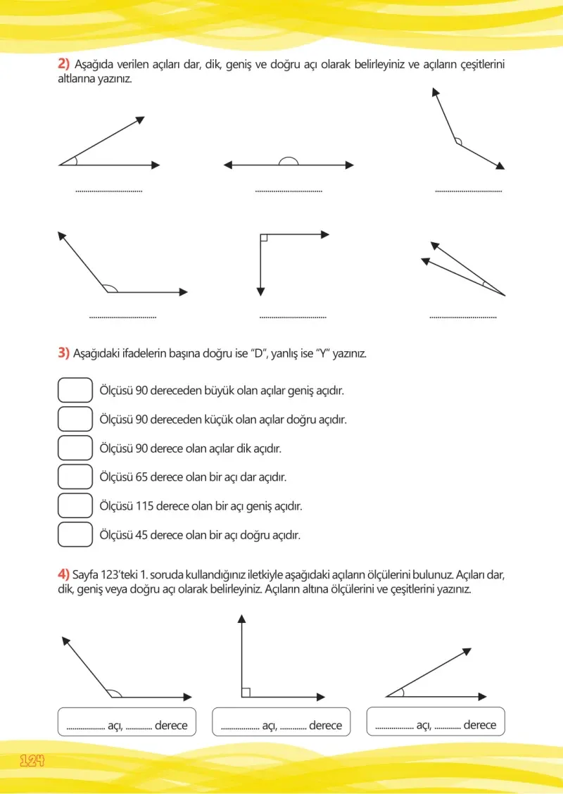 4. Sınıf Matematik Ders Kitabı Cevapları Meb Yayınları Çalışma Kitabı 1 Sayfa 124