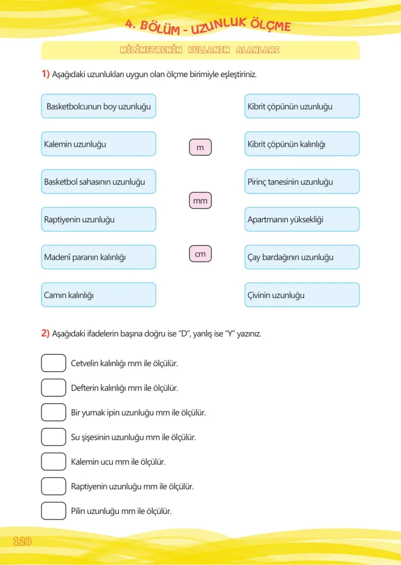 4. Sınıf Matematik Ders Kitabı Cevapları Meb Yayınları Çalışma Kitabı 1 Sayfa 128
