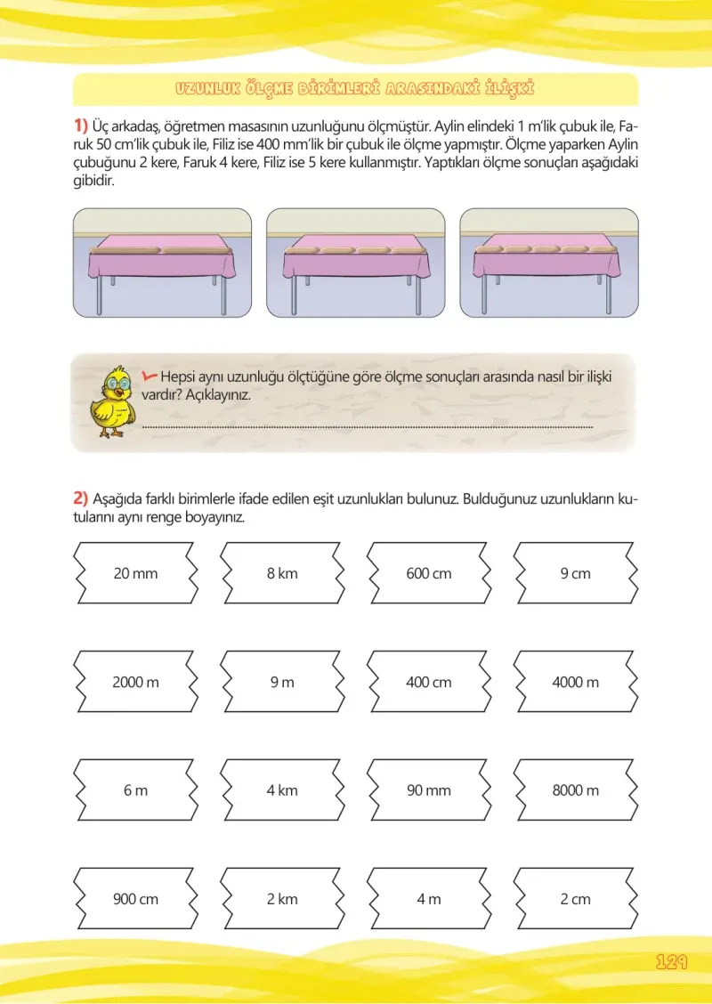 4. Sınıf Matematik Ders Kitabı Cevapları Meb Yayınları Çalışma Kitabı 1 Sayfa 129