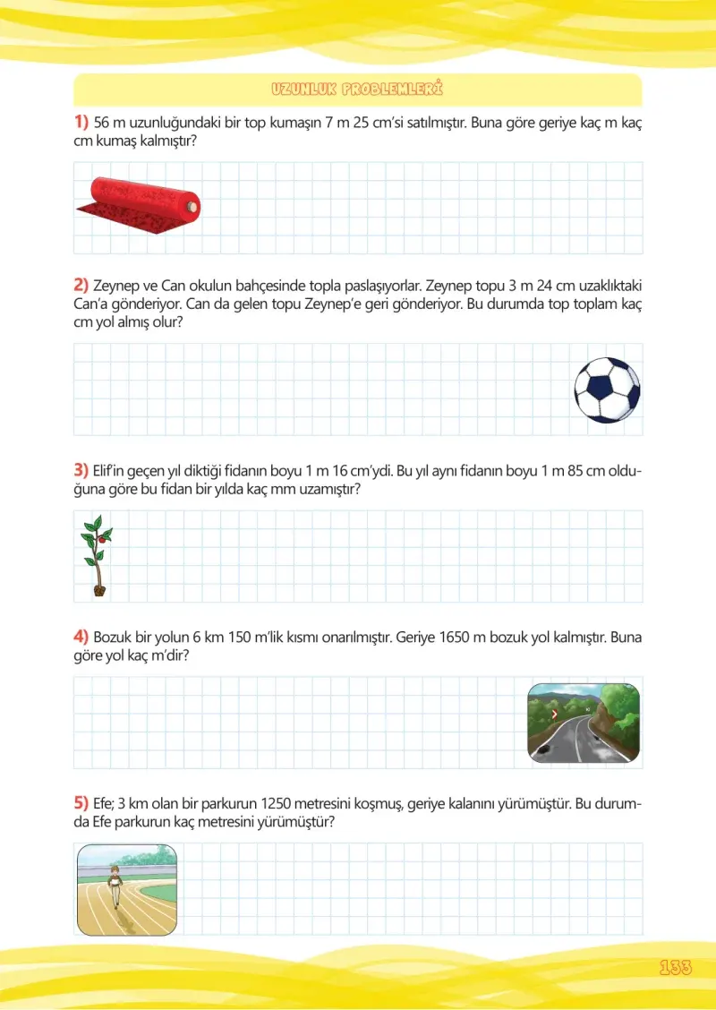 4. Sınıf Matematik Ders Kitabı Cevapları Meb Yayınları Çalışma Kitabı 1 Sayfa 133