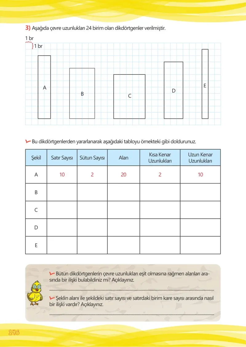 4. Sınıf Matematik Ders Kitabı Cevapları Meb Yayınları Çalışma Kitabı 1 Sayfa 146