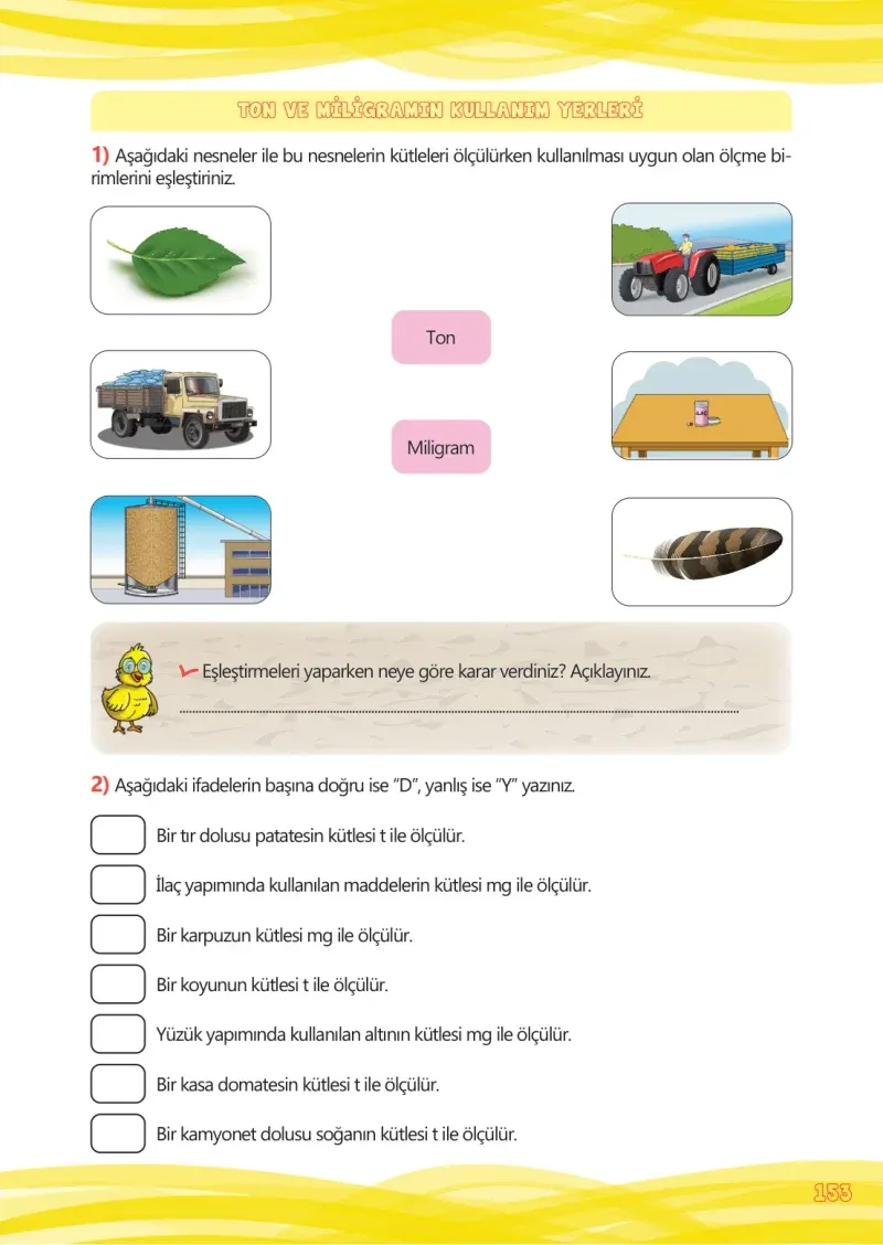 4. Sınıf Matematik Ders Kitabı Cevapları Meb Yayınları Çalışma Kitabı 1 Sayfa 153